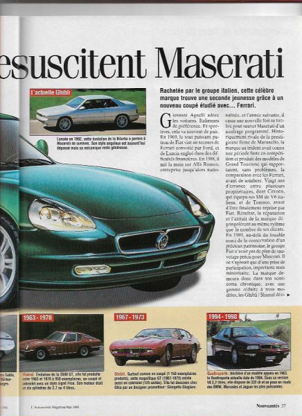 &quot; Fiat et Ferrari ressuscitent Maserati &quot;